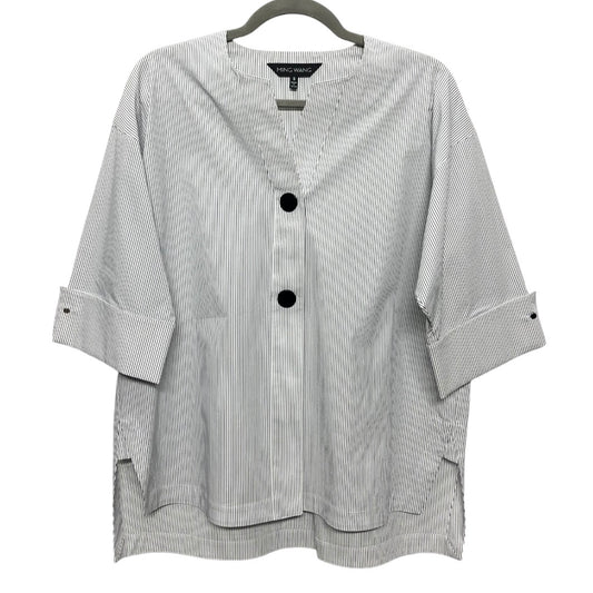 Top Short Sleeve By Ming Wang In Grey & White, Size: S