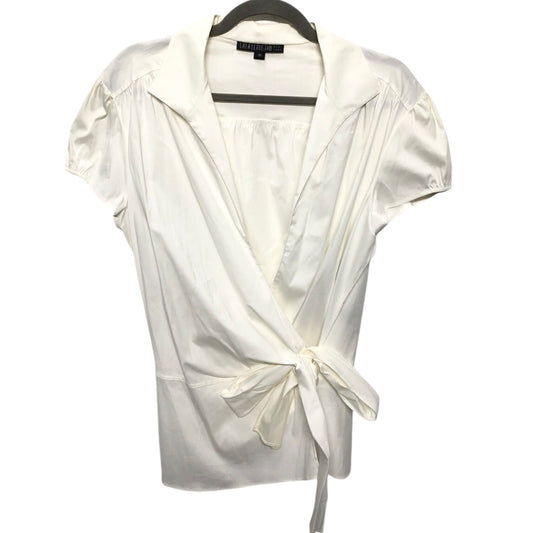 Top Short Sleeve Designer By Lafayette 148 In White, Size: 16