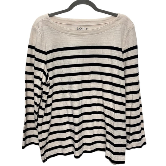 Top Long Sleeve By Loft In Black & Cream, Size: Xl