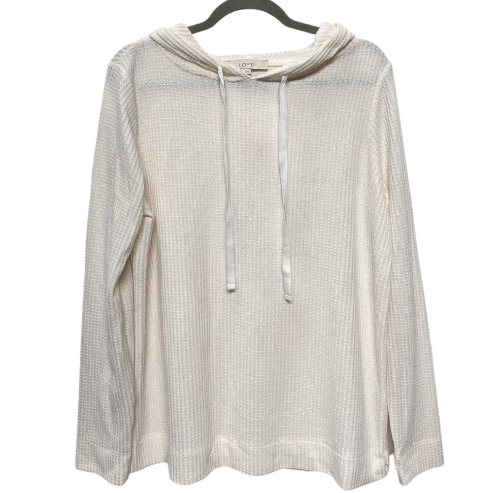 Sweatshirt Hoodie By Loft In Ivory, Size: L