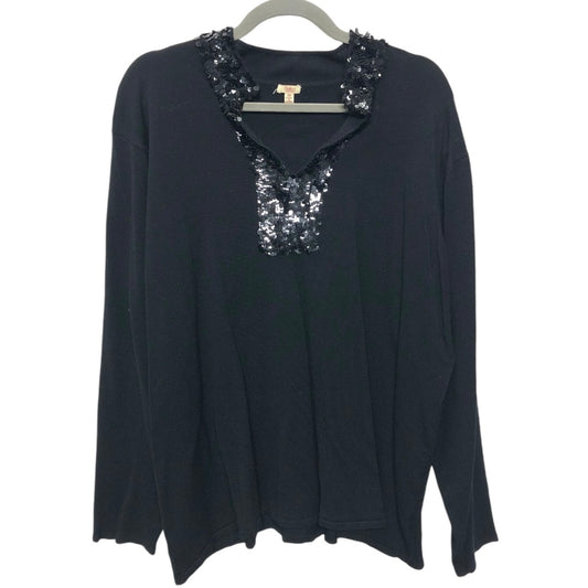 Top Long Sleeve By Reba In Black, Size: 3x