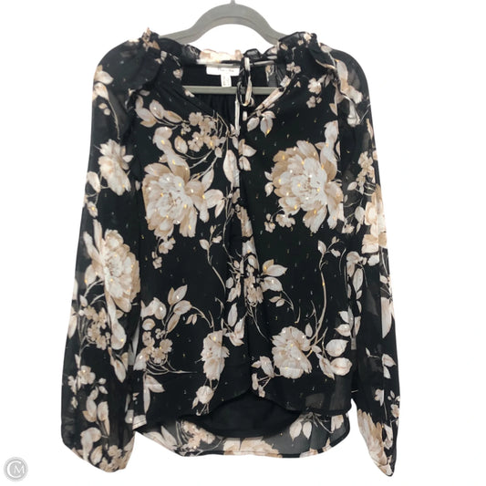 Blouse Long Sleeve By Clothes Mentor In Black & Cream, Size: S