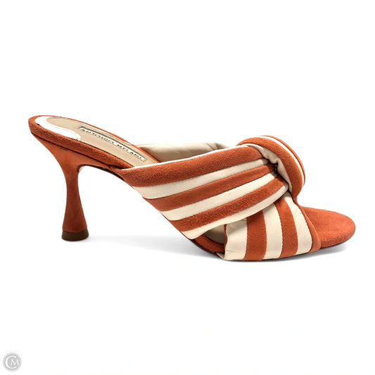 Sandals Heels Stiletto By Antonio Melani In Orange & White, Size: 8