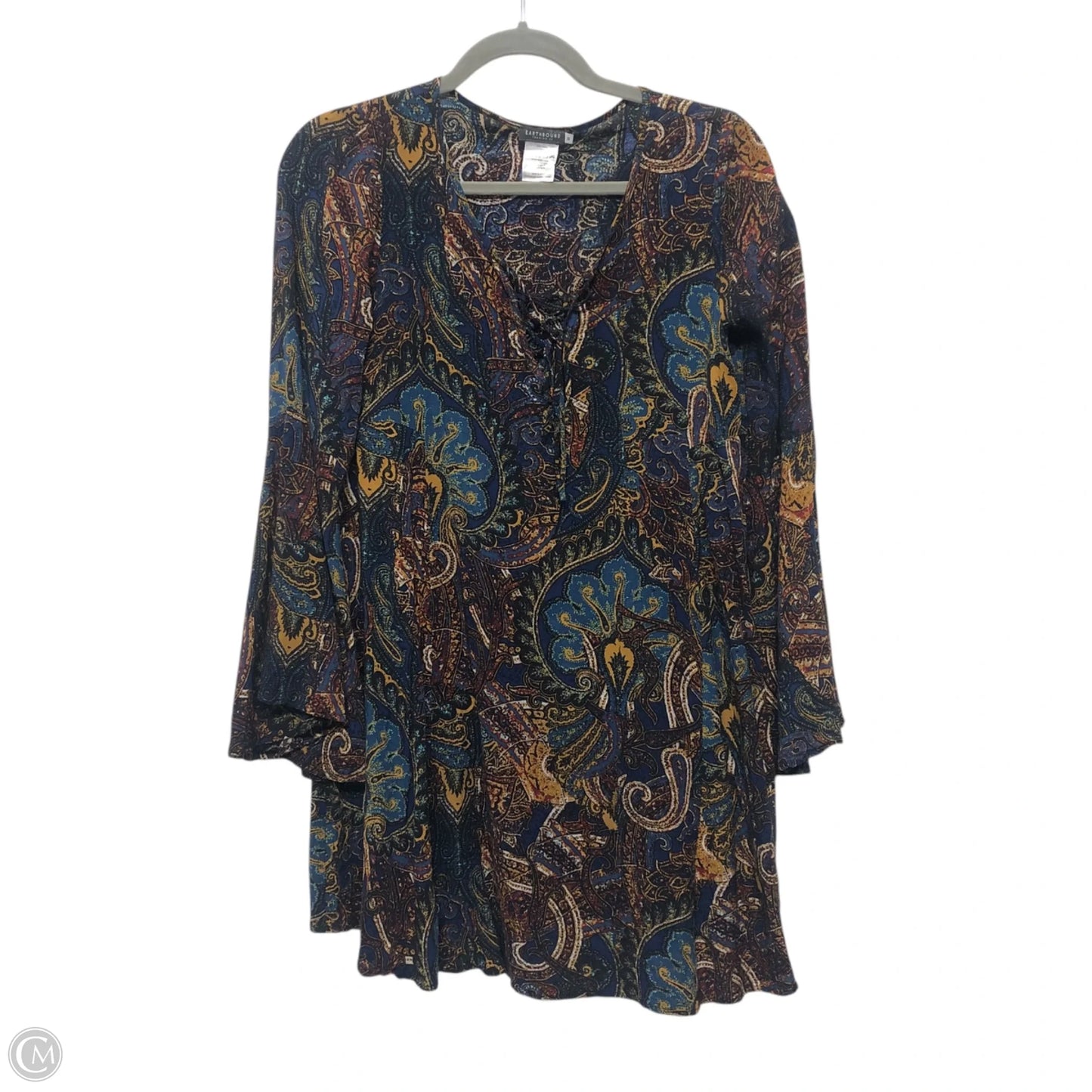 Tunic Long Sleeve By Earthbound In Blue & Cream, Size: S