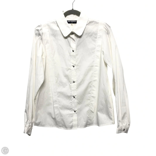 Top Long Sleeve Designer By Karl Lagerfeld In White, Size: S