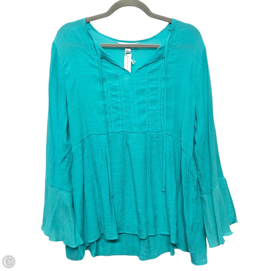 Top Long Sleeve By Counterparts In Teal, Size: L