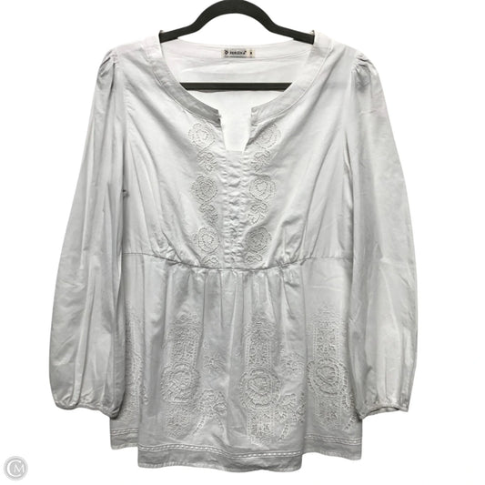 Top Long Sleeve By Perlina In White, Size: L