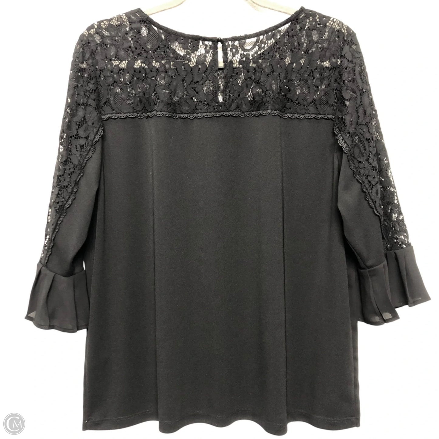 Top Short Sleeve Designer By Karl Lagerfeld In Black, Size: L