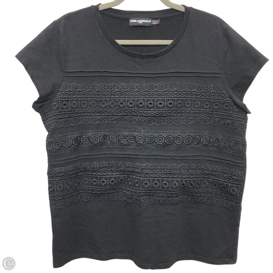 Top Short Sleeve Designer By Karl Lagerfeld In Black, Size: L