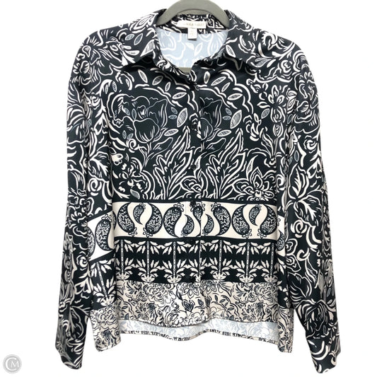 Blouse Long Sleeve By Chelsea And Violet In Black & Cream, Size: Xs