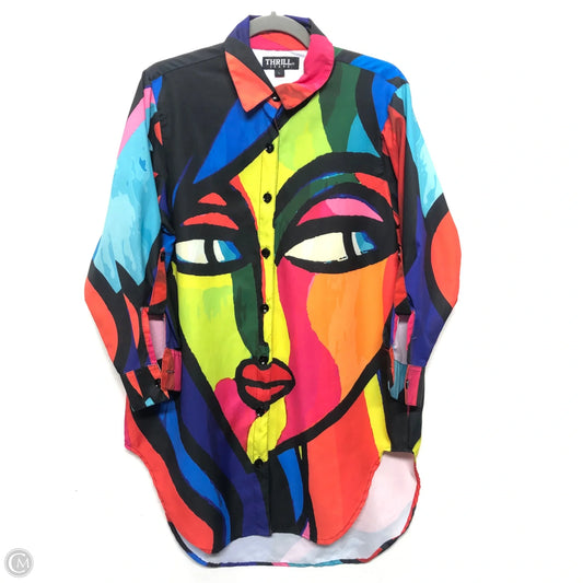 Tunic Long Sleeve By Clothes Mentor In Multi-colored, Size: L