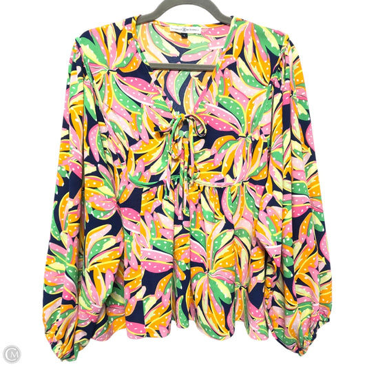 Top Long Sleeve By Cmc In Blue & Pink, Size: L