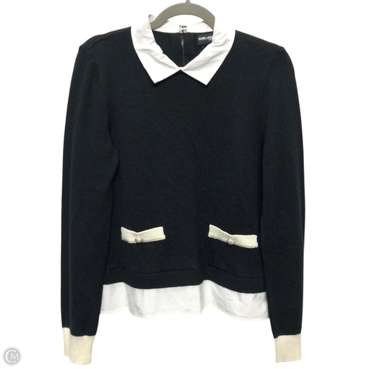 Top Long Sleeve Designer By Karl Lagerfeld In Black & White, Size: S