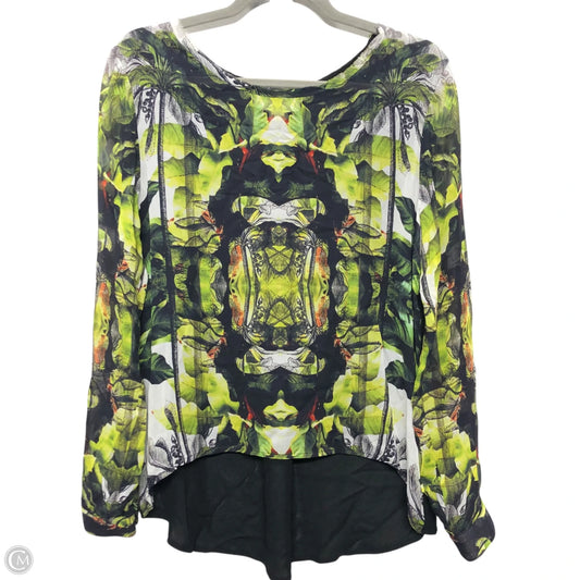 Top Long Sleeve By Nicole Miller In Black & Green, Size: S