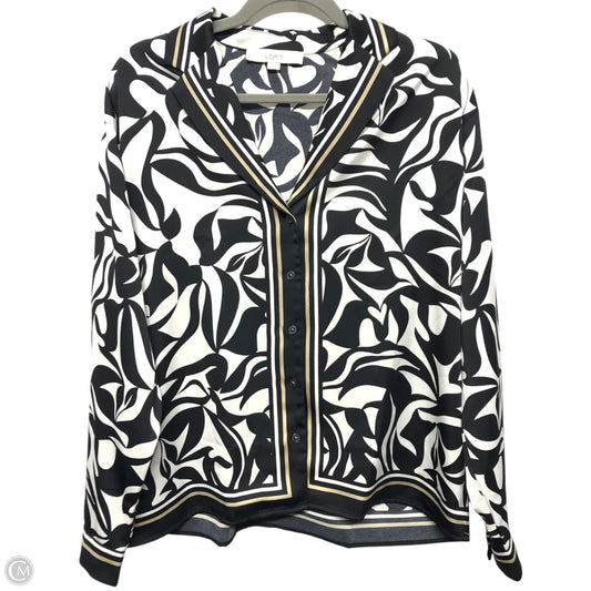 Blouse Long Sleeve By Loft In Black & White, Size: S