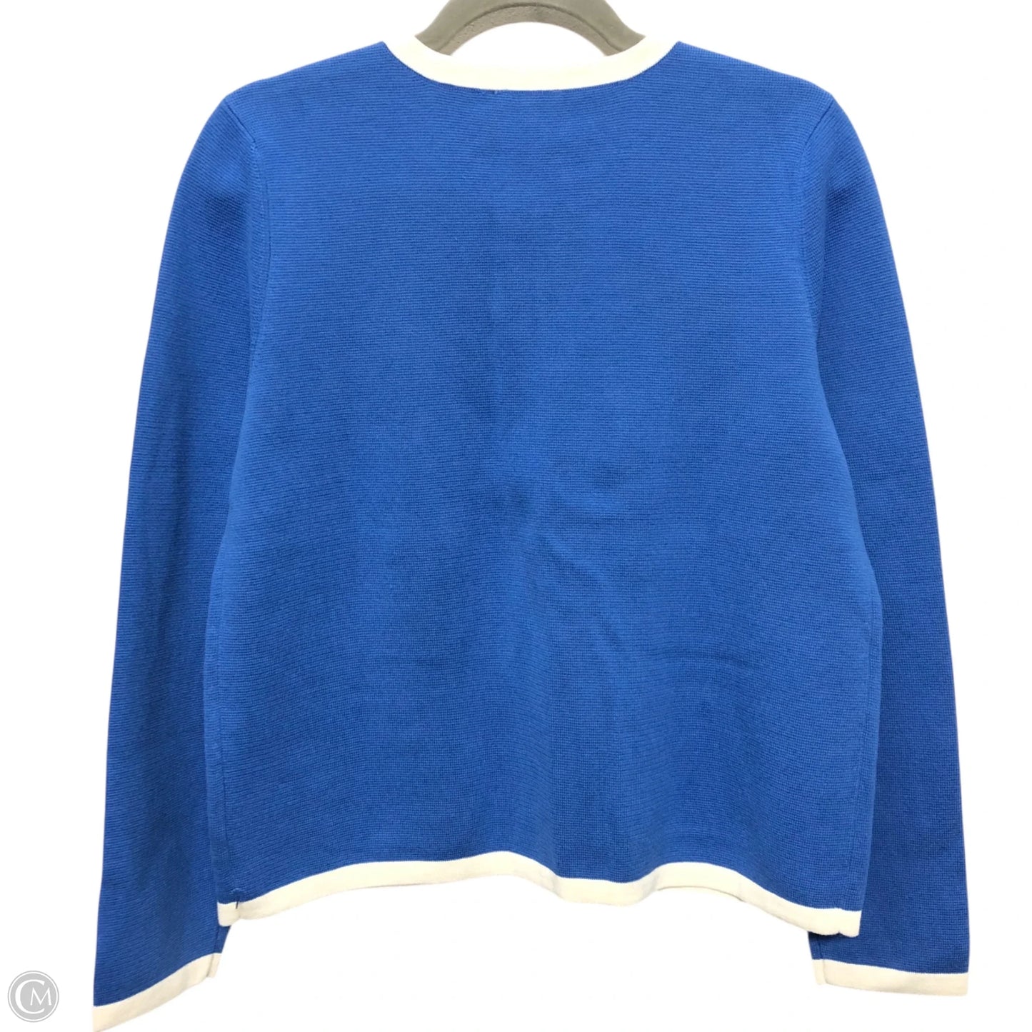 Sweater Cardigan By Talbots In Blue & White, Size: M