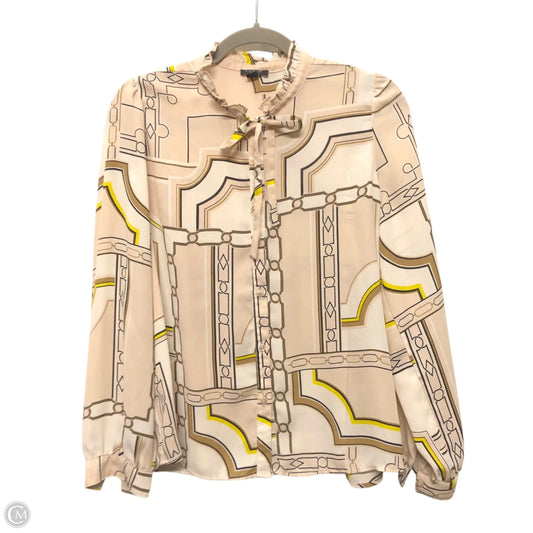 Blouse Long Sleeve By Ann Taylor In Beige, Size: Mp