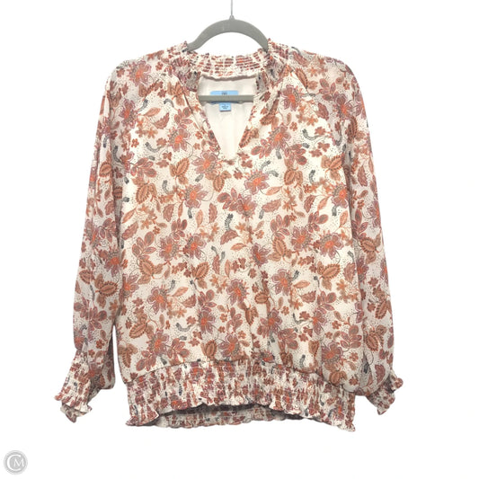 Top Long Sleeve By Cece In Orange & White, Size: L