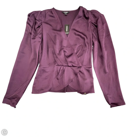 Blouse Long Sleeve By Express In Purple, Size: S