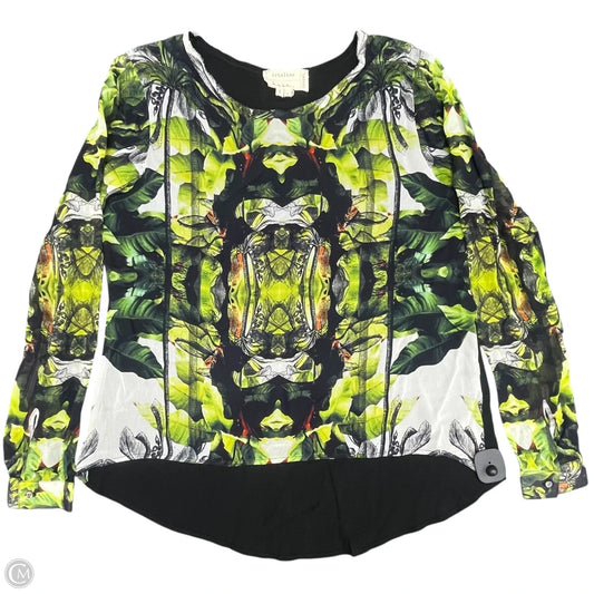 Blouse Long Sleeve By Nicole Miller In Black & Green, Size: S