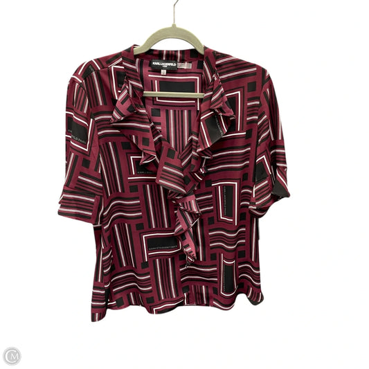 Blouse Designer By Karl Lagerfeld In Black & Purple, Size: M