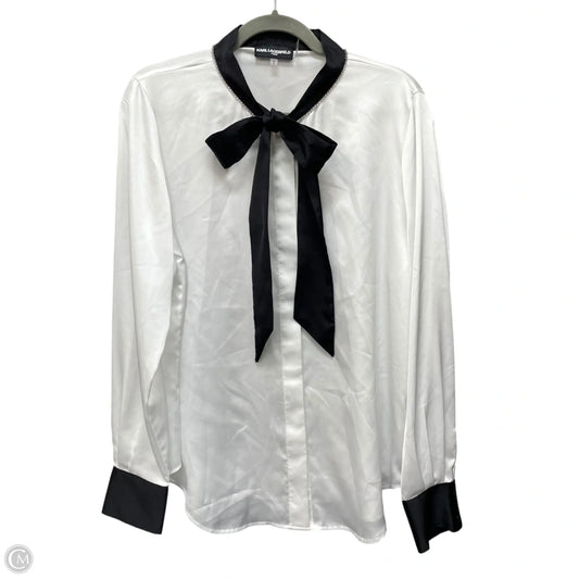 Blouse Designer By Karl Lagerfeld In White, Size: L