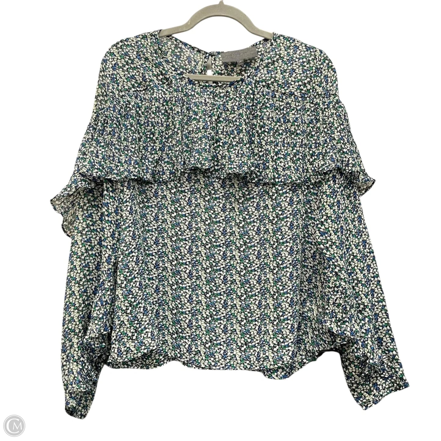 Blouse Long Sleeve By Sunday In Brooklyn In Blue & Green, Size: M