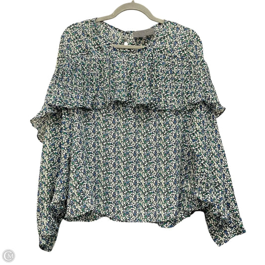 Blouse Long Sleeve By Sunday In Brooklyn In Blue & Green, Size: M