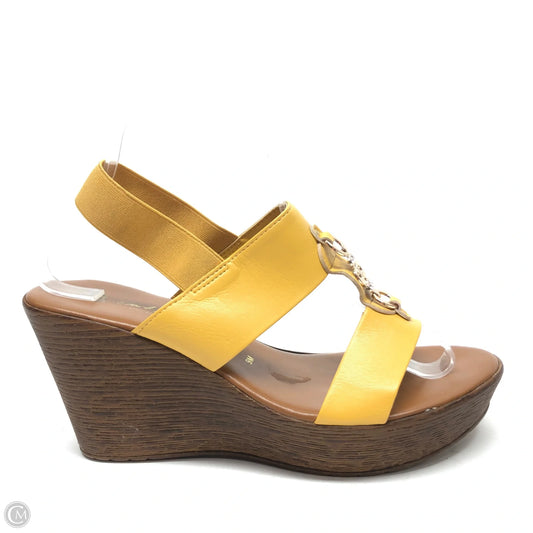 Sandals Heels Wedge By Clothes Mentor In Yellow, Size: 9