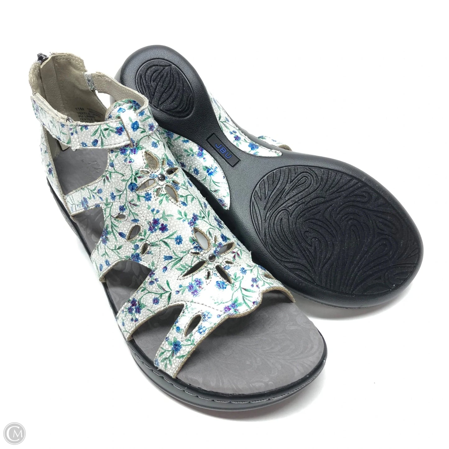 Sandals Heels Wedge By Jbu By Jambu In Blue & White, Size: 11