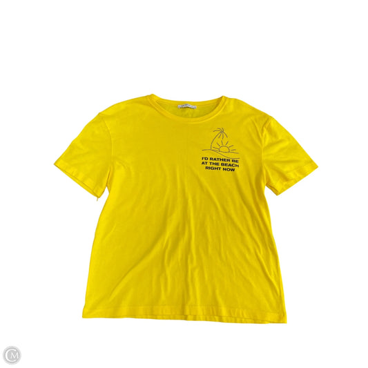 Top Short Sleeve Basic By Zara In Yellow, Size: M