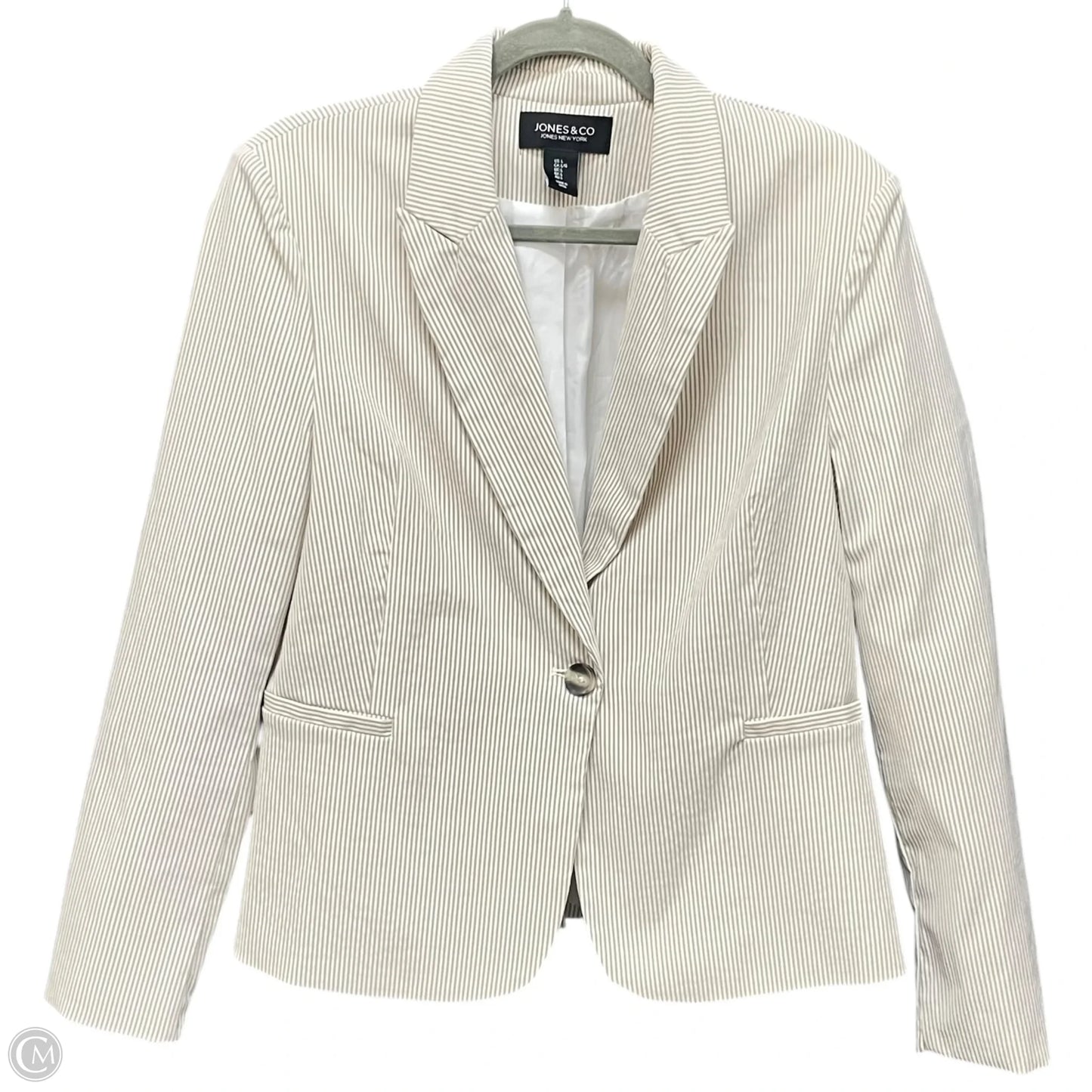 Blazer By Jones New York In Cream & Grey, Size: L