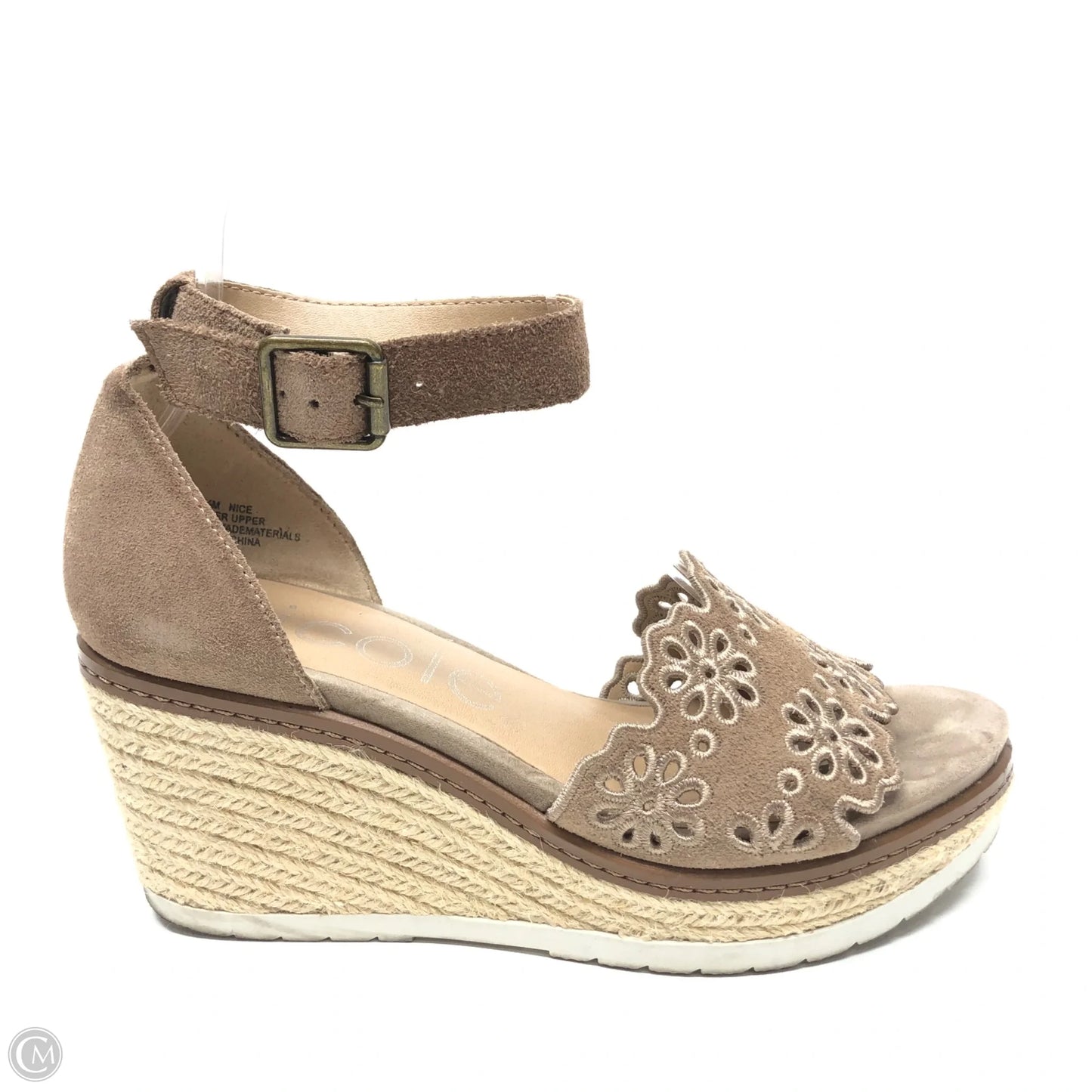 Sandals Heels Wedge By Nicole In Beige, Size: 6.5