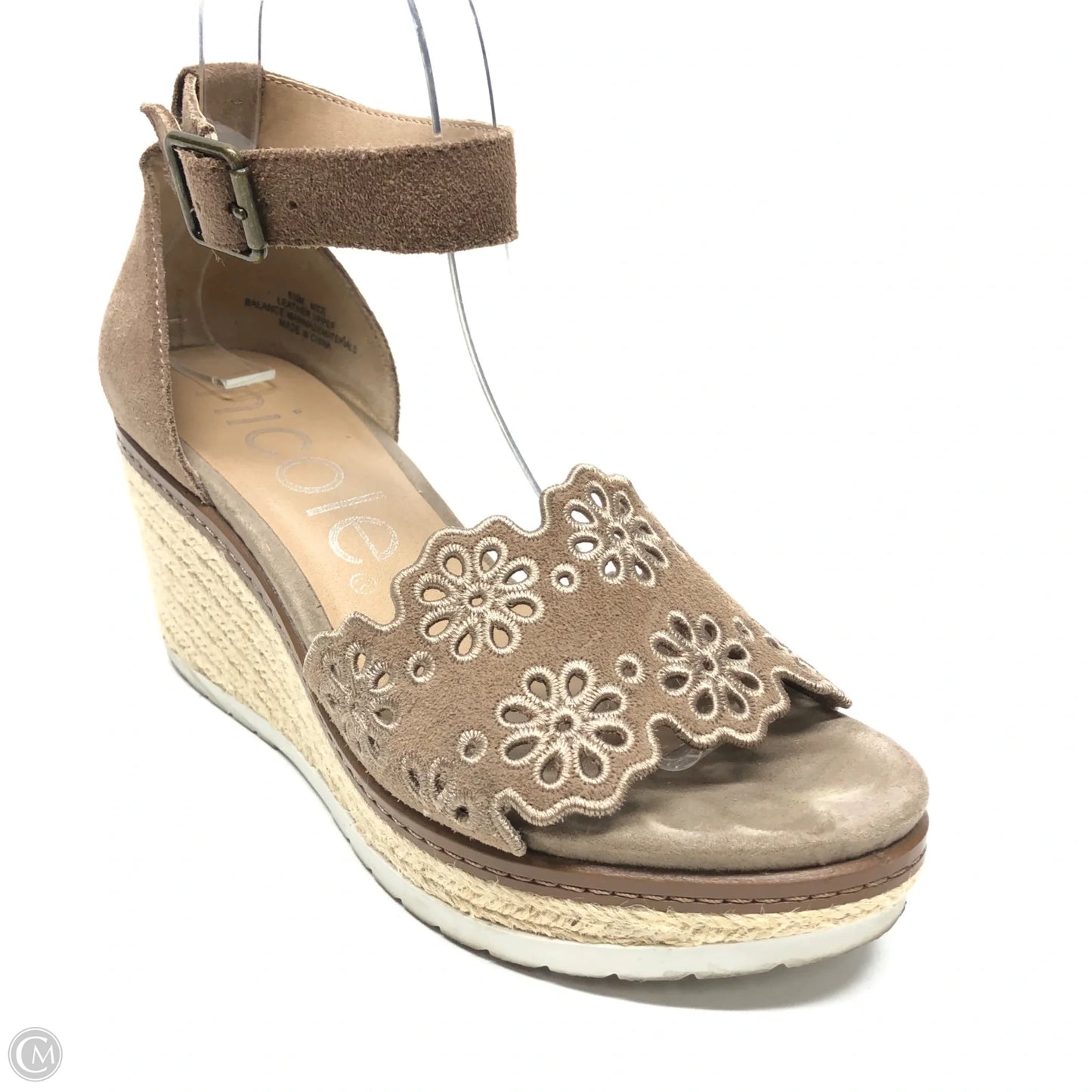 Sandals Heels Wedge By Nicole In Beige, Size: 6.5