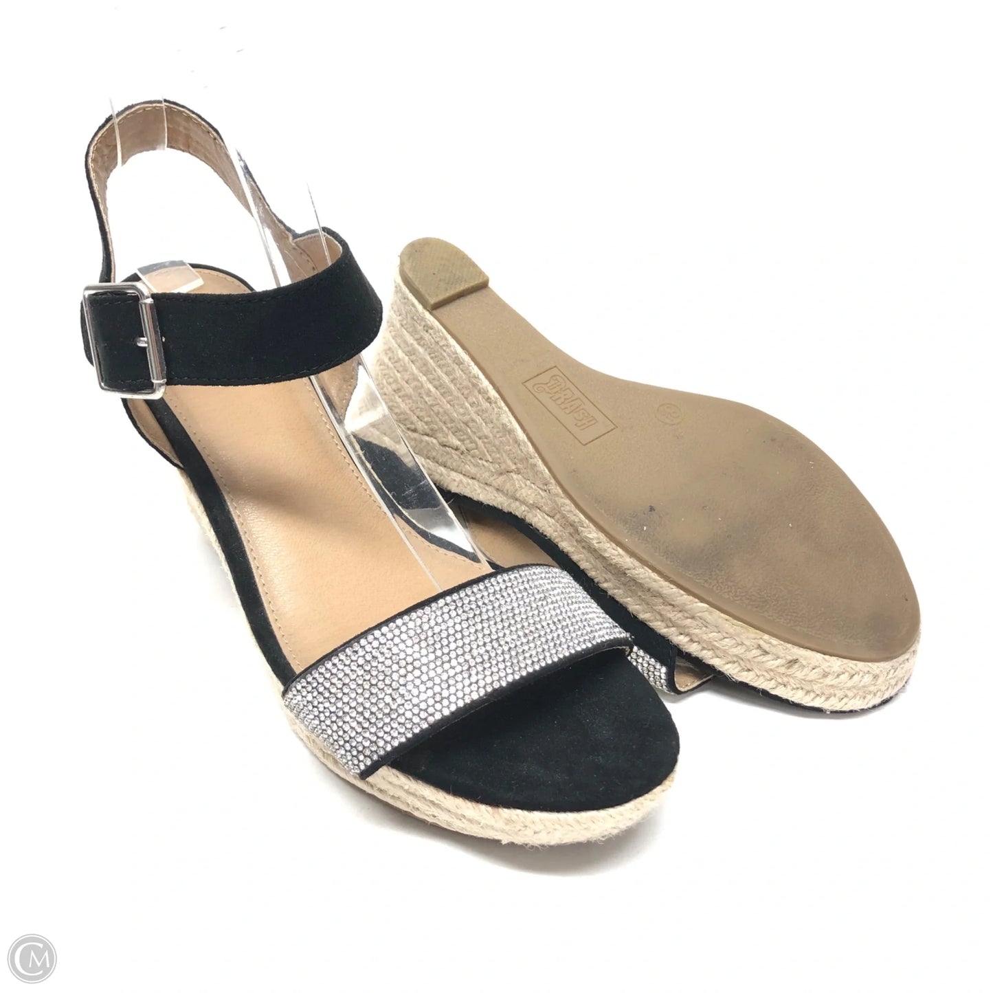 Sandals Heels Wedge By Brash In Black, Size: 8.5
