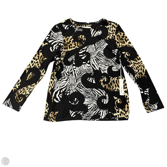 Top Long Sleeve By Chicos In Black & Tan, Size: L
