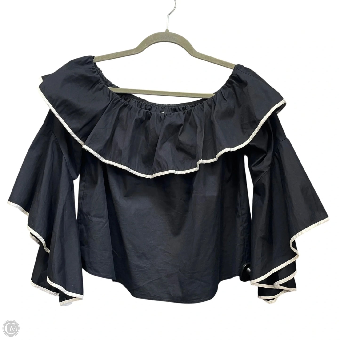 Top Long Sleeve By Zara Basic In Black & White, Size: M