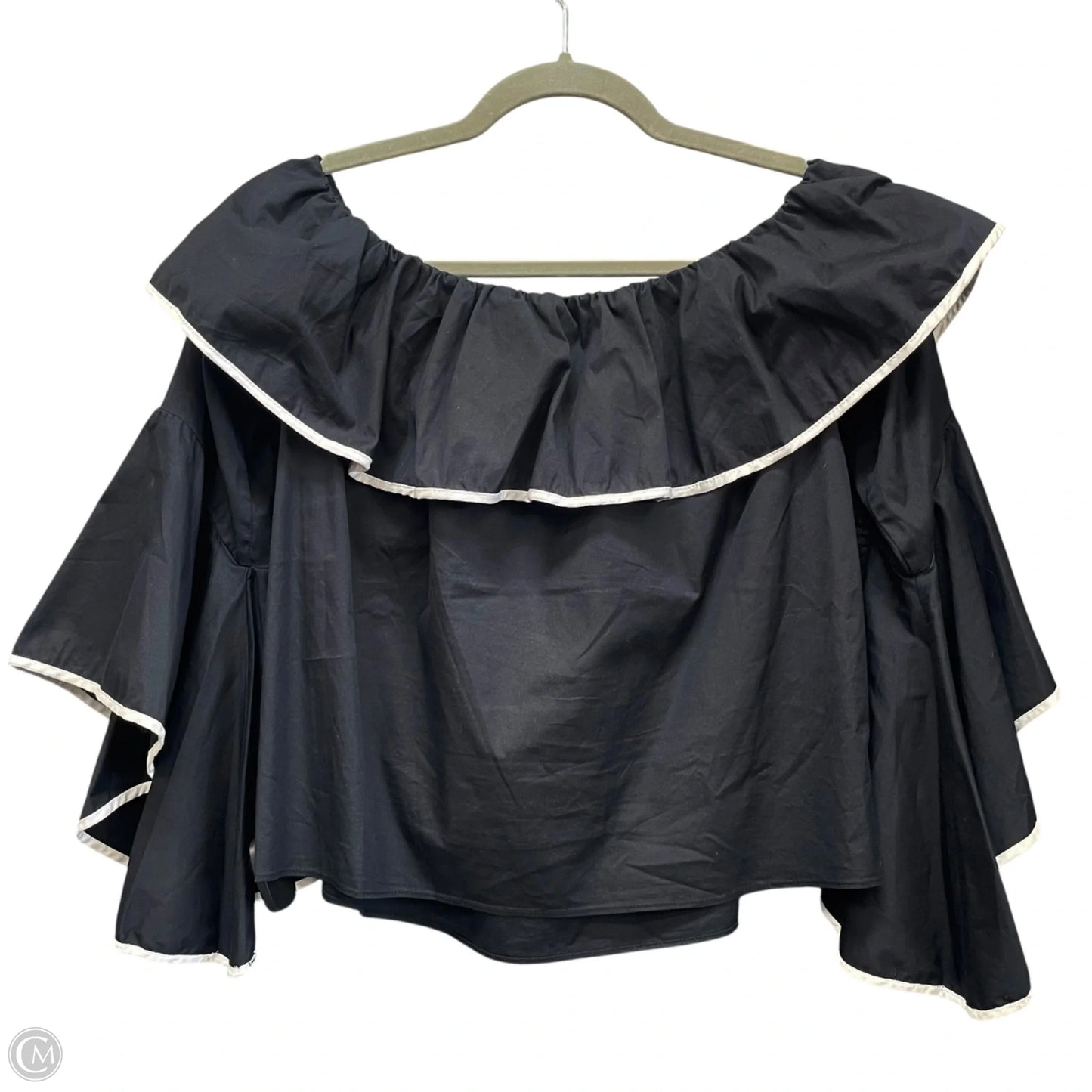 Top Long Sleeve By Zara Basic In Black & White, Size: M