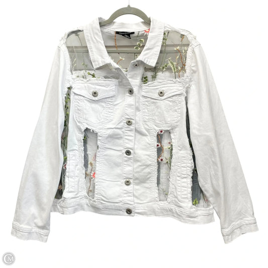 Jacket Denim By Ashley Stewart In White Denim, Size: 2x