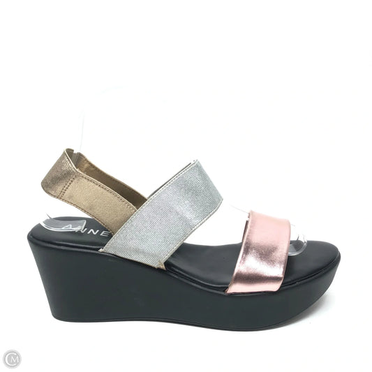 Sandals Heels Platform By Anne Klein In Gold & Silver, Size: 8