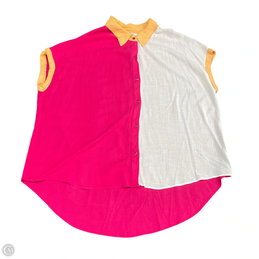 Top Short Sleeve By Moa Moa In Orange & Pink, Size: 2x