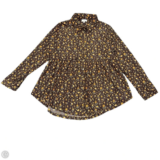 Tunic Long Sleeve By Umgee In Brown & Orange, Size: L