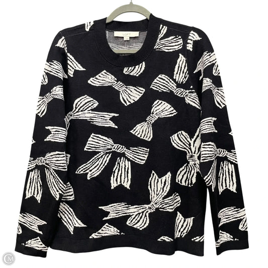 Sweatshirt Crewneck By Loft In Black & White, Size: L
