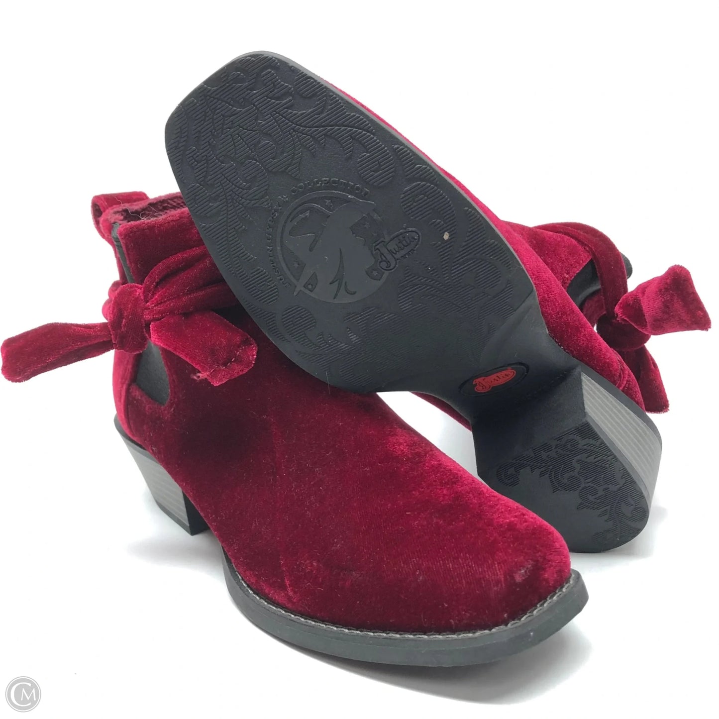 Boots Ankle Heels By Justin In Red, Size: 8