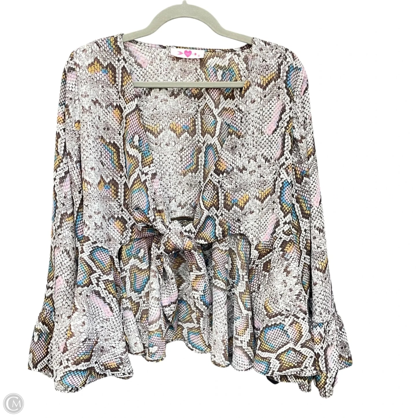 Blouse Long Sleeve By Buddy Love In Blue & Grey, Size: M