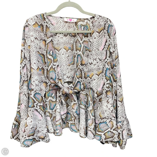 Blouse Long Sleeve By Buddy Love In Blue & Grey, Size: M