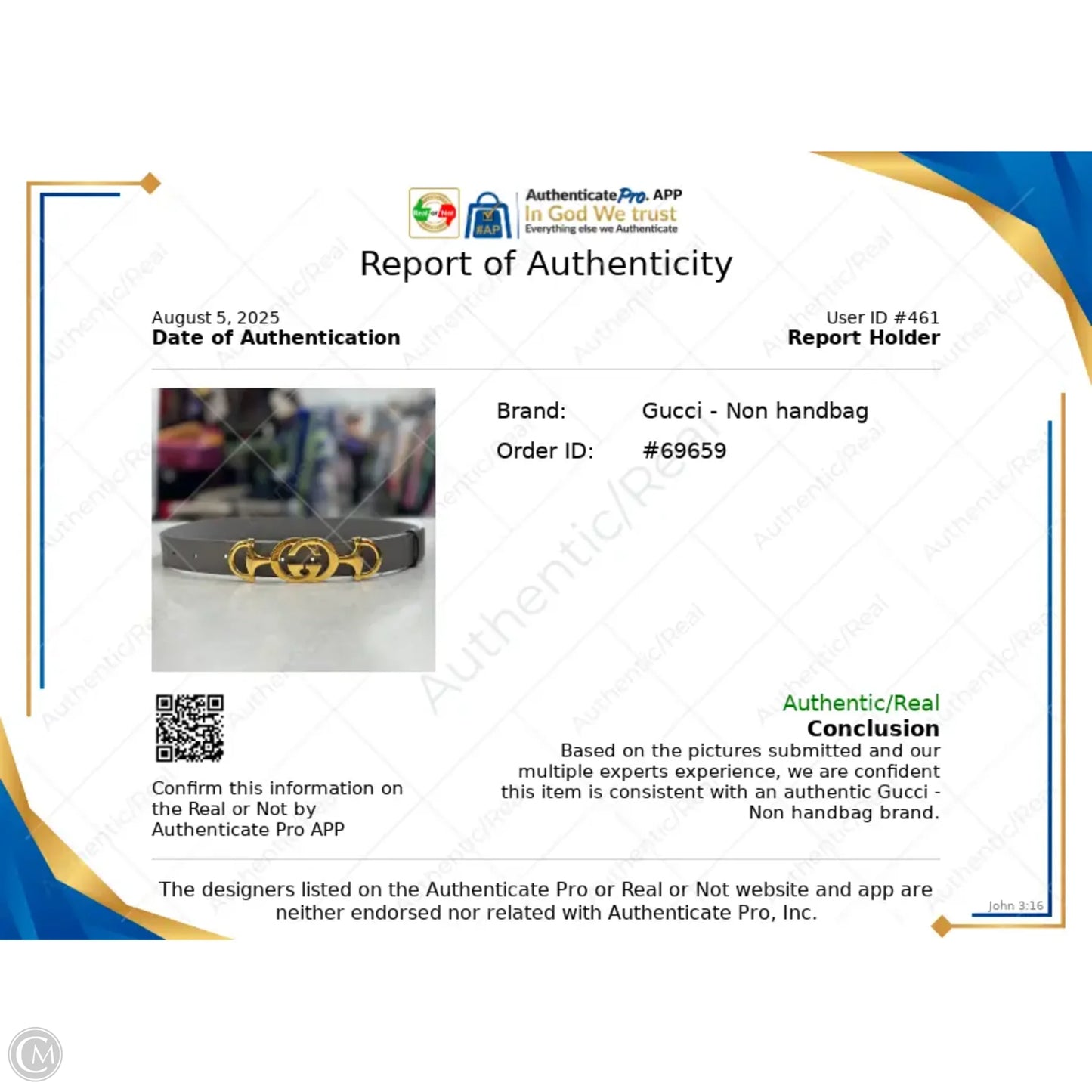 Belt Luxury Designer By Gucci, Size: Small