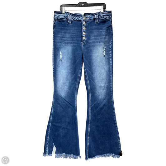 Jeans Flared By Kancan In Blue Denim, Size: 14