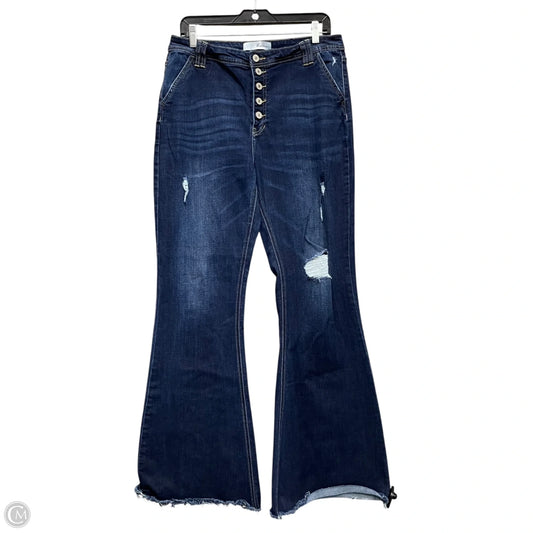 Jeans Flared By Kancan In Blue Denim, Size: 12