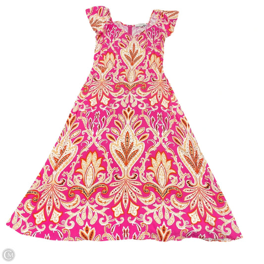 Dress Casual Midi By Loft In Orange & Pink, Size: 4